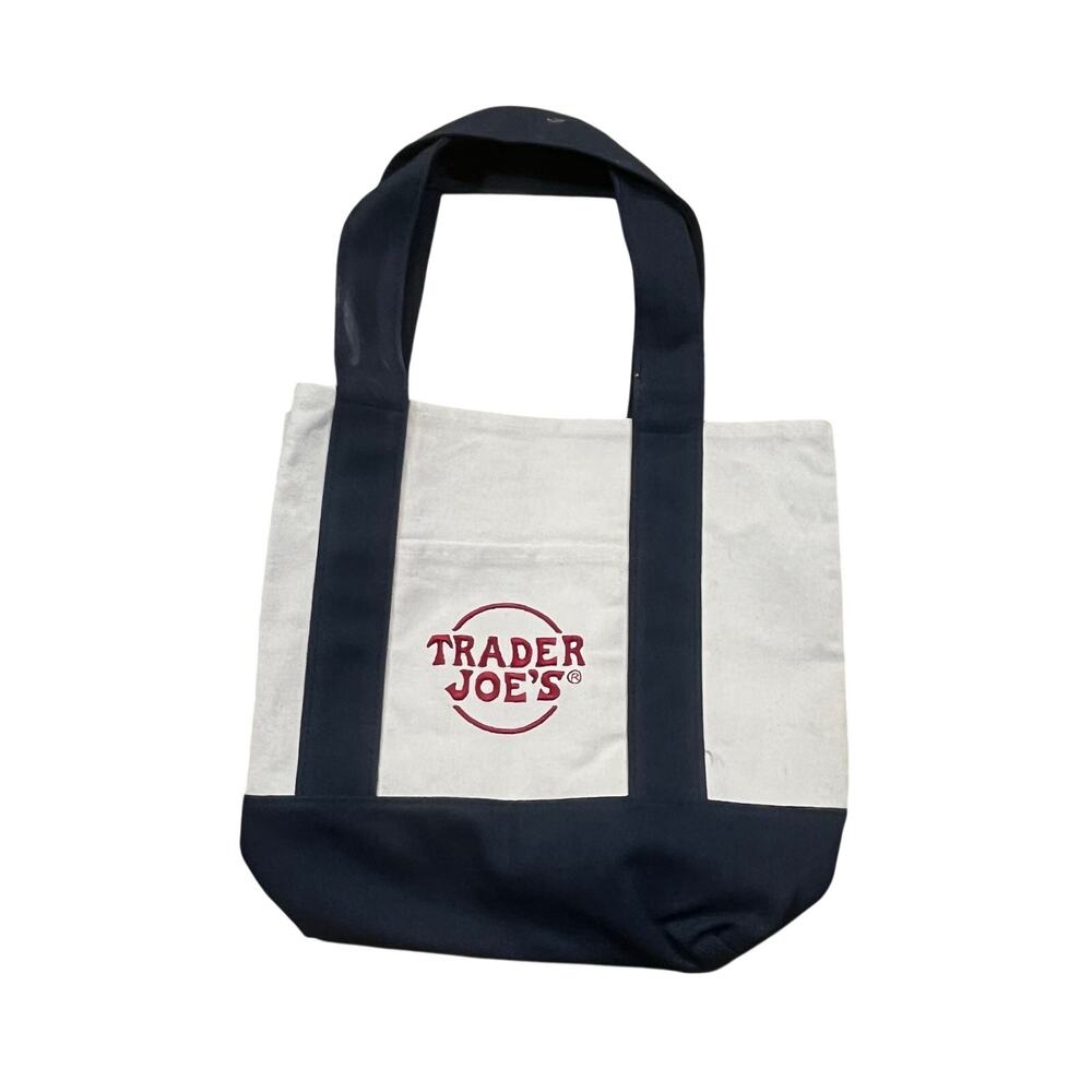 Trader Joe’s Canvas Tote Bag Navy‎ Blue Reusable Grocery Shopper Mini